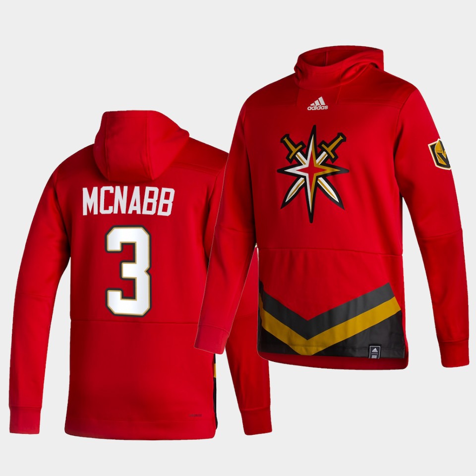 Men Vegas Golden Knights #3 Mcnabb Red NHL 2021 Adidas Pullover Hoodie Jersey